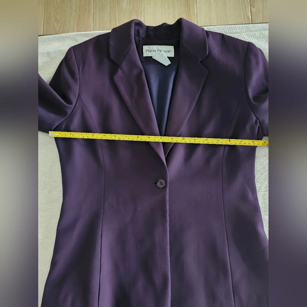 Rena Rowan Purple 100% Wool Notch Lapel Blazer Jacket Women's Size 6 - Picture 4 of 8